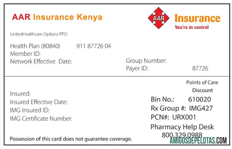 Cartão de seguro saúde do Quênia modelo